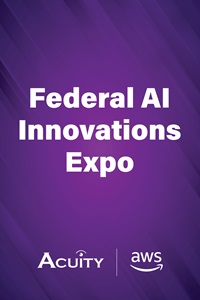 Poster with the Acuity and AWS logos that reads "Federal AI Innovations Expo."